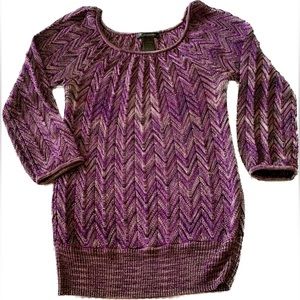 INC International Blouse size S, 3/4 sleeves, purple chevron pattern